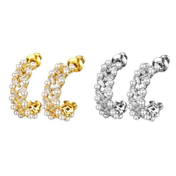 Pearl & Swarovski Crystals The Adanya Hoop Earrings - Picture 7 of 7